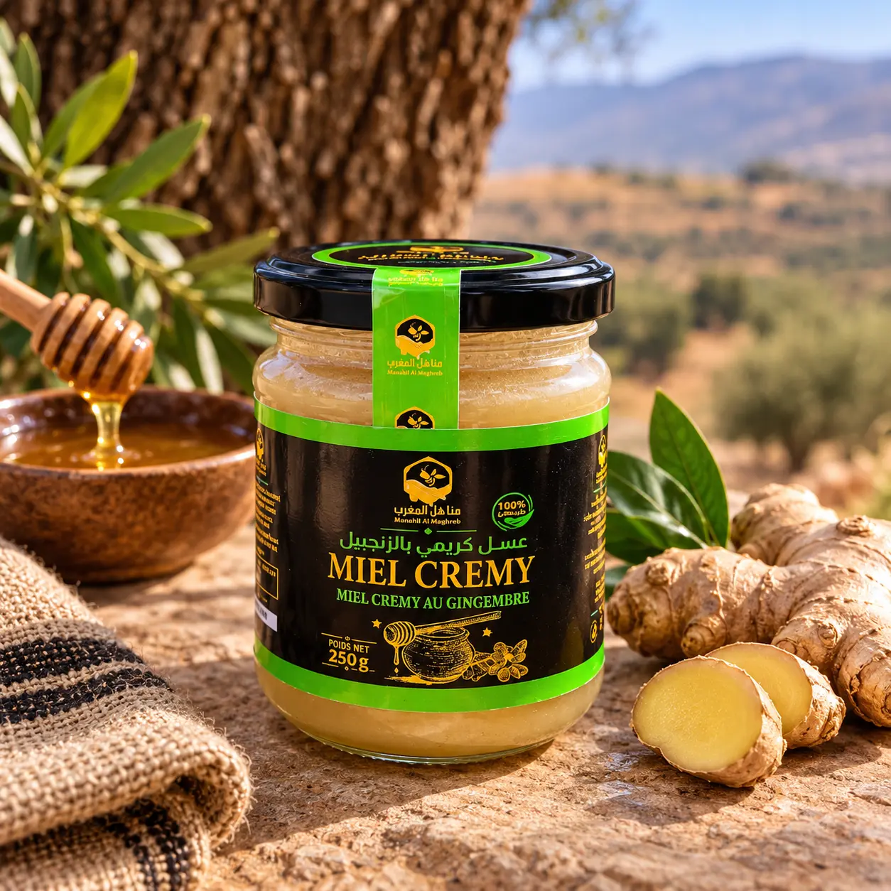 Honey with fresh ginger